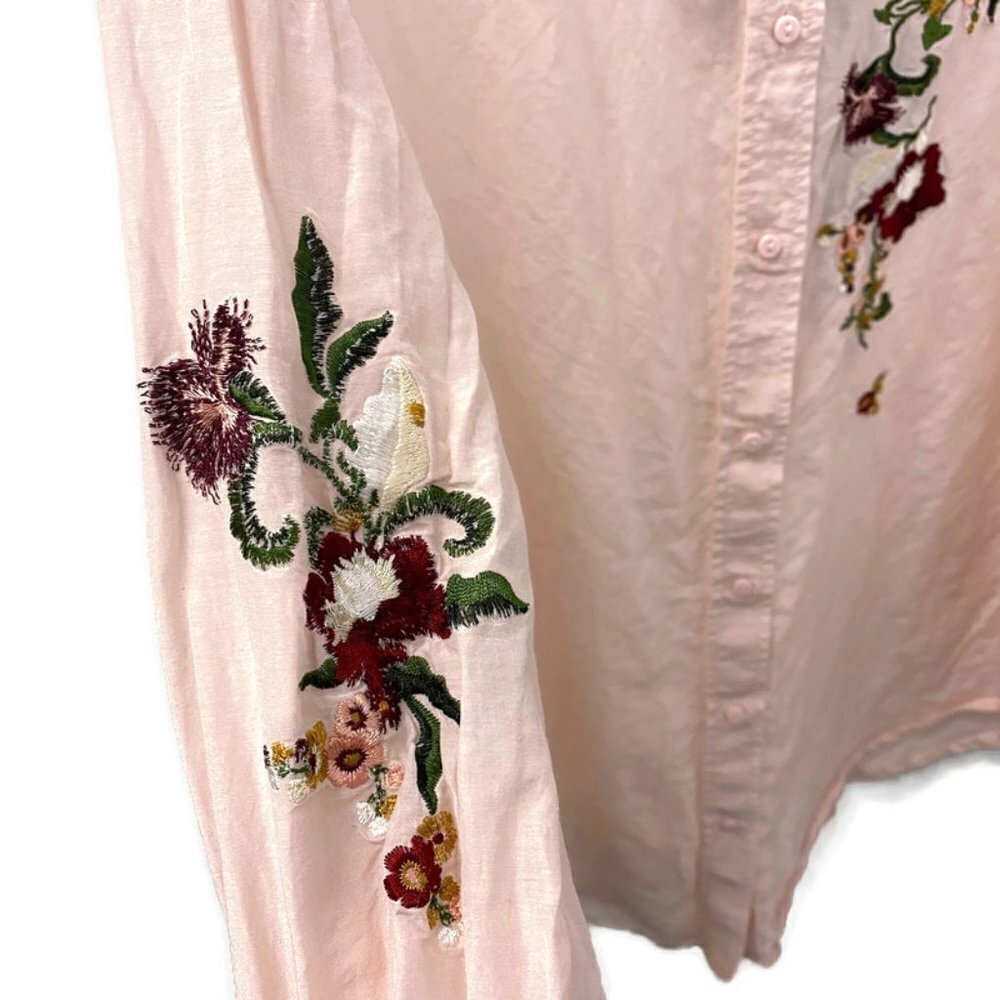 Zara Premium Pale Pink Silk Floral Blouse - Picture 3 of 4